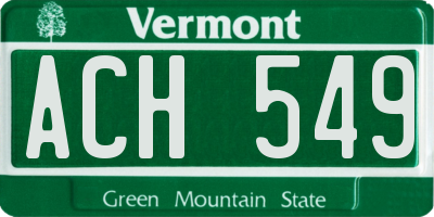 VT license plate ACH549