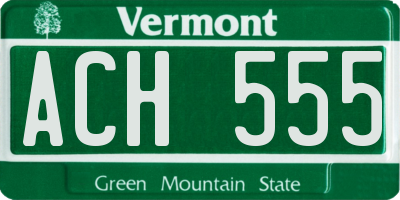 VT license plate ACH555
