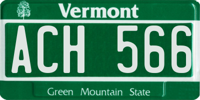 VT license plate ACH566