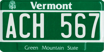 VT license plate ACH567