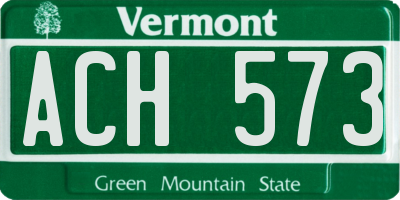 VT license plate ACH573