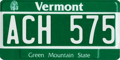 VT license plate ACH575
