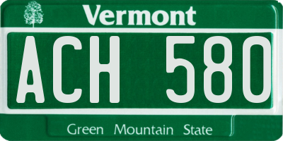 VT license plate ACH580
