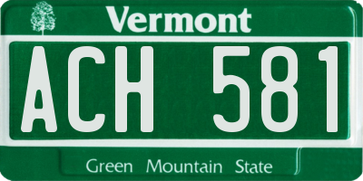 VT license plate ACH581