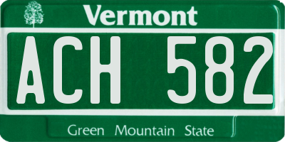 VT license plate ACH582