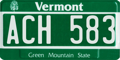 VT license plate ACH583