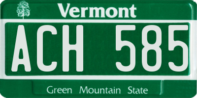 VT license plate ACH585