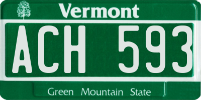VT license plate ACH593
