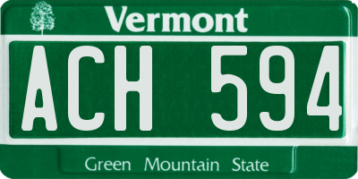 VT license plate ACH594