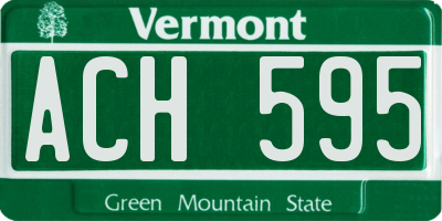 VT license plate ACH595