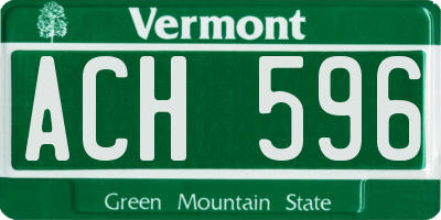 VT license plate ACH596