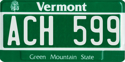 VT license plate ACH599