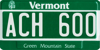 VT license plate ACH600