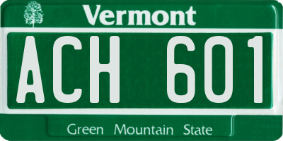 VT license plate ACH601