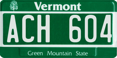 VT license plate ACH604