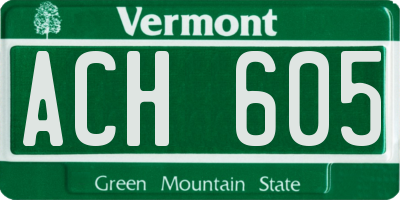 VT license plate ACH605