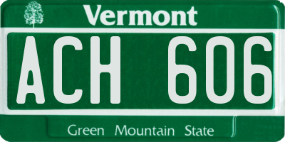 VT license plate ACH606