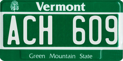 VT license plate ACH609
