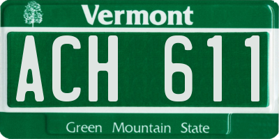 VT license plate ACH611