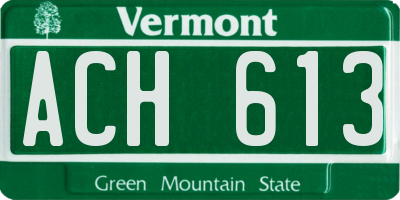 VT license plate ACH613