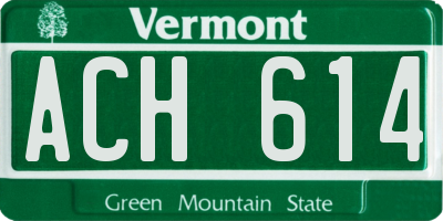 VT license plate ACH614