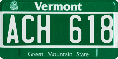 VT license plate ACH618