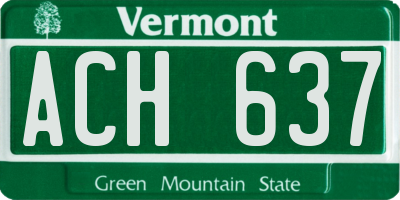 VT license plate ACH637