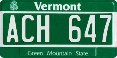 VT license plate ACH647