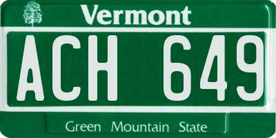 VT license plate ACH649