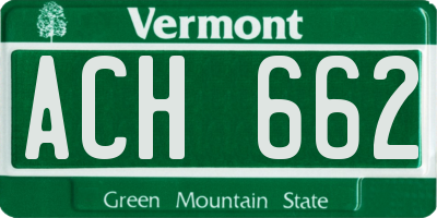 VT license plate ACH662