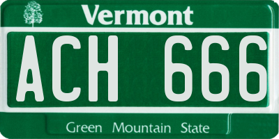VT license plate ACH666