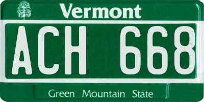 VT license plate ACH668