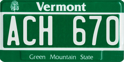 VT license plate ACH670