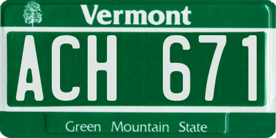 VT license plate ACH671