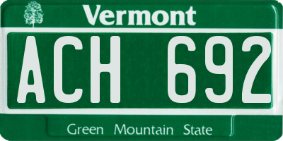 VT license plate ACH692