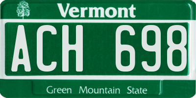 VT license plate ACH698