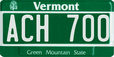 VT license plate ACH700