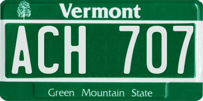 VT license plate ACH707