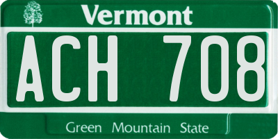 VT license plate ACH708