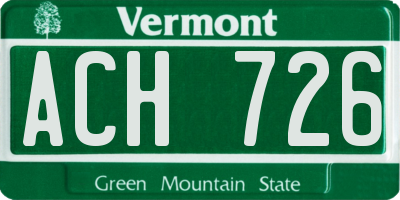 VT license plate ACH726