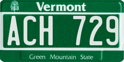 VT license plate ACH729