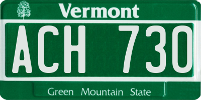 VT license plate ACH730