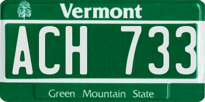 VT license plate ACH733