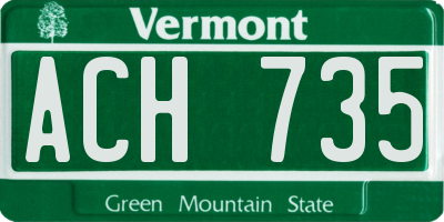 VT license plate ACH735