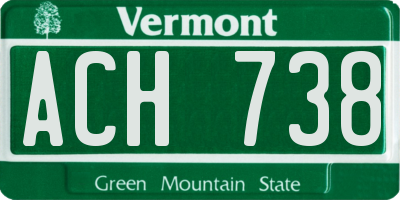 VT license plate ACH738