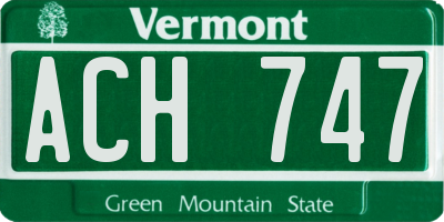 VT license plate ACH747