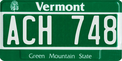VT license plate ACH748
