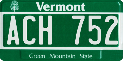 VT license plate ACH752