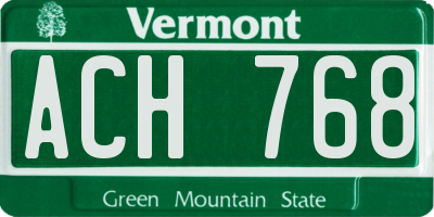 VT license plate ACH768