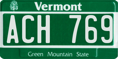 VT license plate ACH769